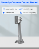 Adjustable 304 Stainless Steel Security Camera Corner Mounting Bracket, V-Shaped Base, Adjustable Angle, Heavy Duty Steel, Wide Compatibility, Weatherproof Design