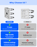 Universal Vertical Pole Mounting Bracket for Security Cameras, Stainless Steel Corner Mount Adapter with 6 Loops, CCTV Surveillance Camera Mount Brackets