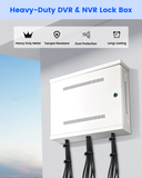 Heavy Duty DVR Lock Box & NVR Enclosure, Lockable Steel Cabinet for CCTV Security Systems, Wall Mount with Ventilation and Built-In Cable Management