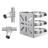 Universal Vertical Pole Mounting Bracket for Security Cameras, Stainless Steel Corner Adapter with 4 Loops, Metal Holder for CCTV Cameras