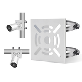 Universal Vertical Pole Mounting Bracket for Security Cameras, Stainless Steel Corner Adapter with 4 Loops, Metal Holder for CCTV Surveillance Cameras