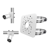 Universal Vertical Pole Mounting Bracket for Security Cameras, Stainless Steel Corner Mount Adapter with 4 Loops, CCTV Surveillance Camera Mount Brackets