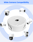 Security Camera Junction Box, IP65 Waterproof Outdoor ABS Enclosure for Bullet, Dome, PTZ Cameras, Camera Wiring & Concealment Boxes for Wall and Ceiling Installation