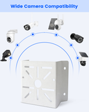 Security Camera Corner Mount Bracket, Metal Wall Mount for CCTV Cameras, Heavy Duty Support, 304 Stainless Steel, Bullet & PTZ Compatible, Corner Space Mount, Rust Resistant, Easy Installation