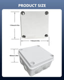 Universal Electrical Junction Box, IP65 Waterproof Dust Proof Project Boxes, ABS Plastic Electric Enclosure, Hide Cable for Outdoor Wall Mount, White 110×110×65 mm