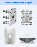 Universal Vertical Pole Mounting Bracket for Security Cameras, Stainless Steel Corner Mount Adapter with 6 Loops, CCTV Surveillance Camera Mount Brackets