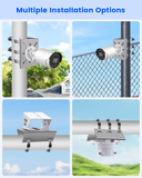 Universal Vertical Pole Mounting Bracket for Security Cameras, Stainless Steel Corner Adapter with 4 Loops, Metal Holder for CCTV Cameras