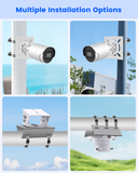 Universal Vertical Pole Mounting Bracket for Security Cameras, Stainless Steel Corner Adapter with 4 Loops, Metal Holder for CCTV Surveillance Cameras