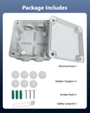 Universal Electrical Junction Box, IP65 Waterproof Dust Proof Project Boxes, ABS Plastic Electric Enclosure, Hide Cable for Outdoor Wall Mount, White 110×110×65 mm
