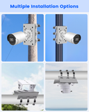 Universal Vertical Pole Mounting Bracket for Security Cameras, Stainless Steel Corner Mount Adapter with 6 Loops, CCTV Surveillance Camera Mount Brackets