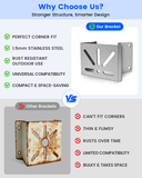 Security Camera Corner Mount Bracket, Heavy Duty Stainless Steel Corner Adapter for Bullet CCTV Cameras, Rust Resistant Outdoor Wall Mount